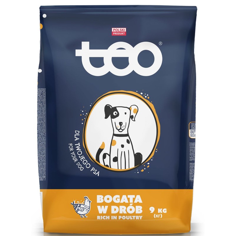 Karma sucha dla psa bogata w drób Teo 9 kg
