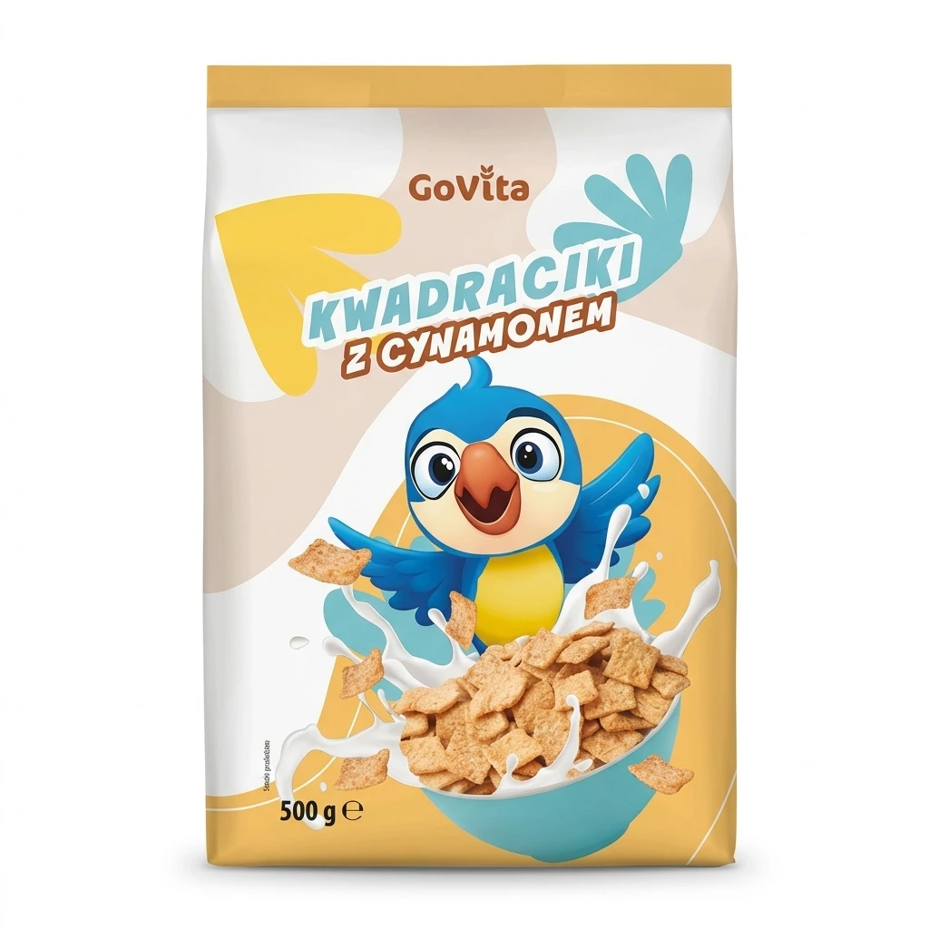 Płatki kwadraciki z cynamonem Govita 500g