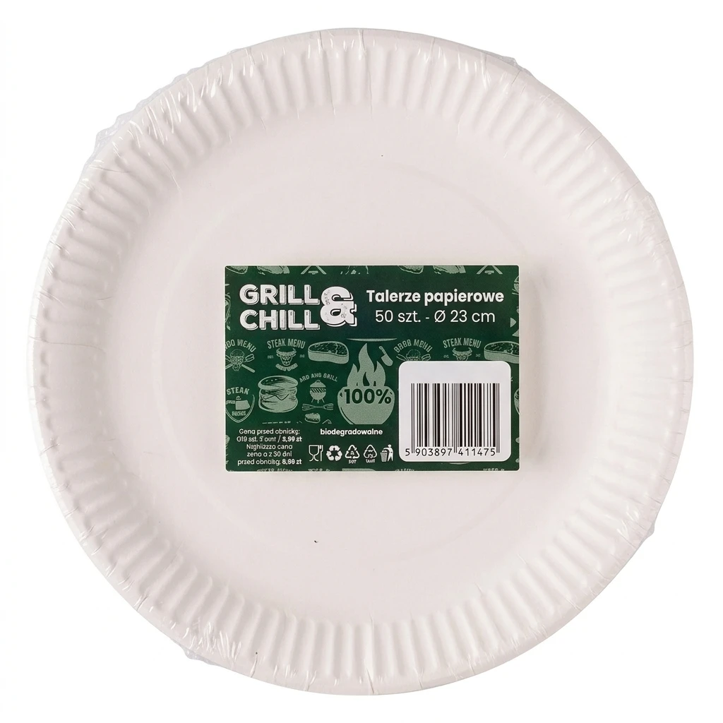 Talerze papierowe Grill&Chill 23cm 50szt