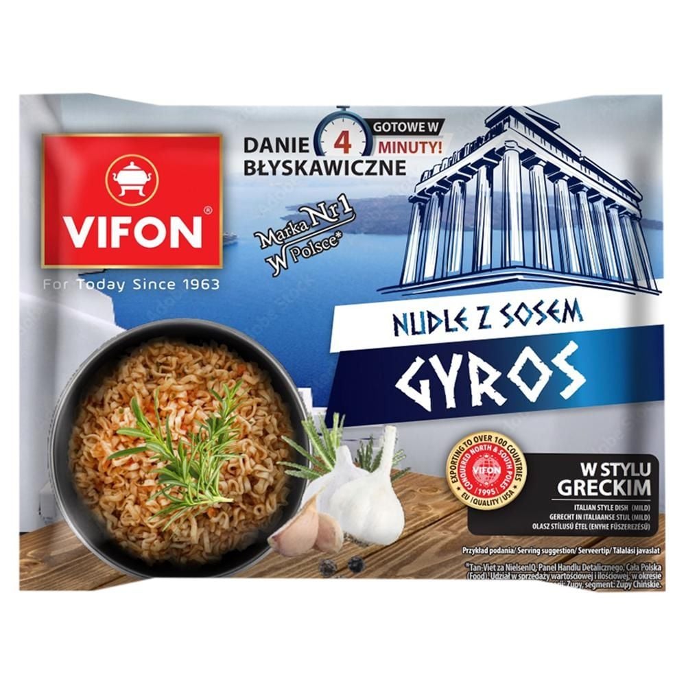 Vifon Danie błyskawiczne nudle z sosem gyros w stylu greckim 97 g