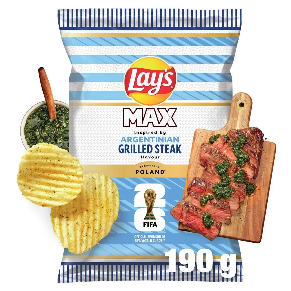 Lay's Max Chipsy ziemniaczane karbowane o smaku grillowanego steku 190 g
