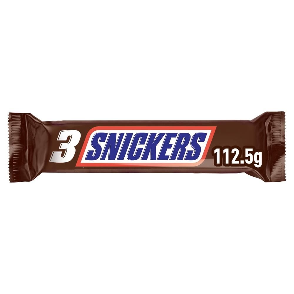 Snickers Czekolada mleczna z nugatem i nadzieniem karmelowym z orzeszkami 112,5 g (3 x 37,5 g)