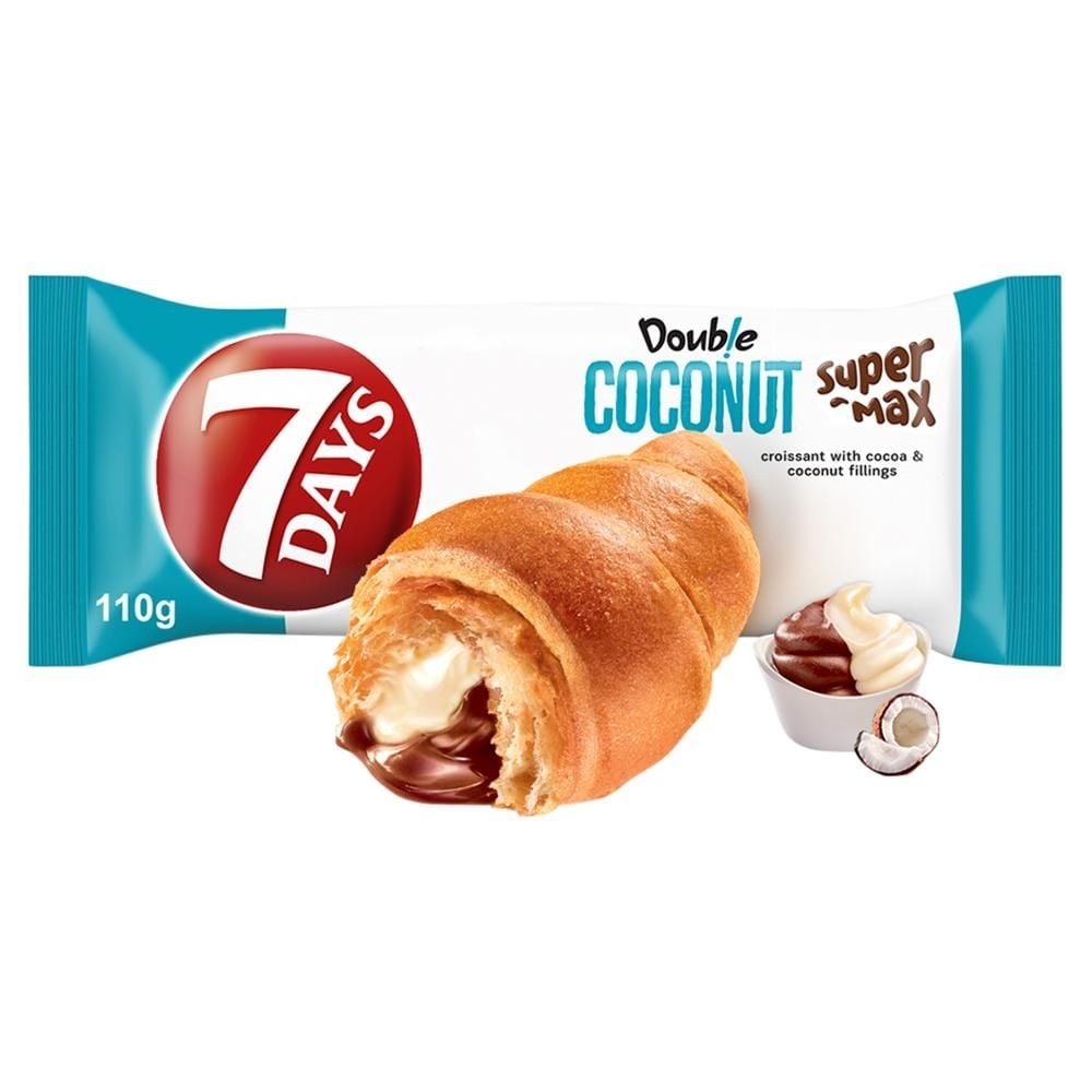 7Days Double Super Max rogalik z ciasta francuskiego z nadzieniem kakaowo kokosowym - 110 g