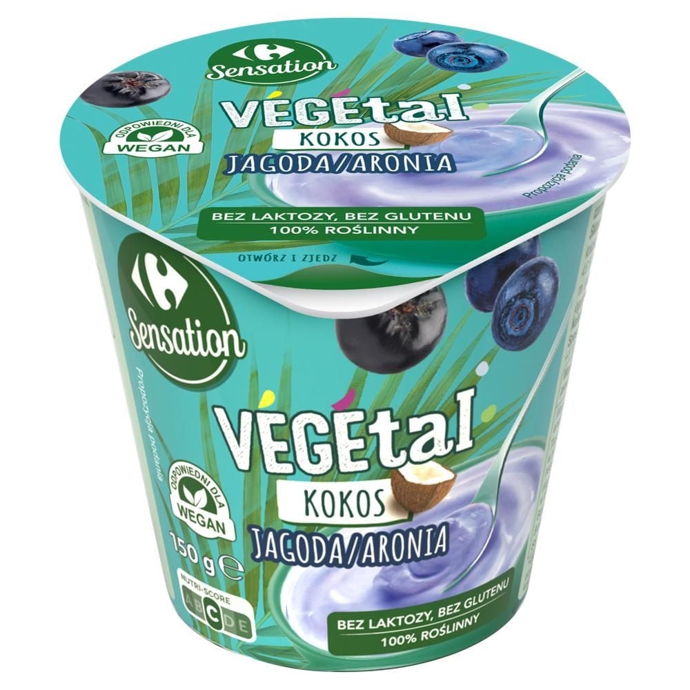 Carrefour Sensation Vegetal Produkt roślinny na bazie ekstraktu z miąższu kokosa jagoda aronia 150 g