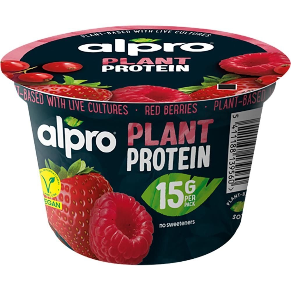 Alpro Plant Protein Produkt sojowy truskawka-czerwona porzeczka-malina 200 g