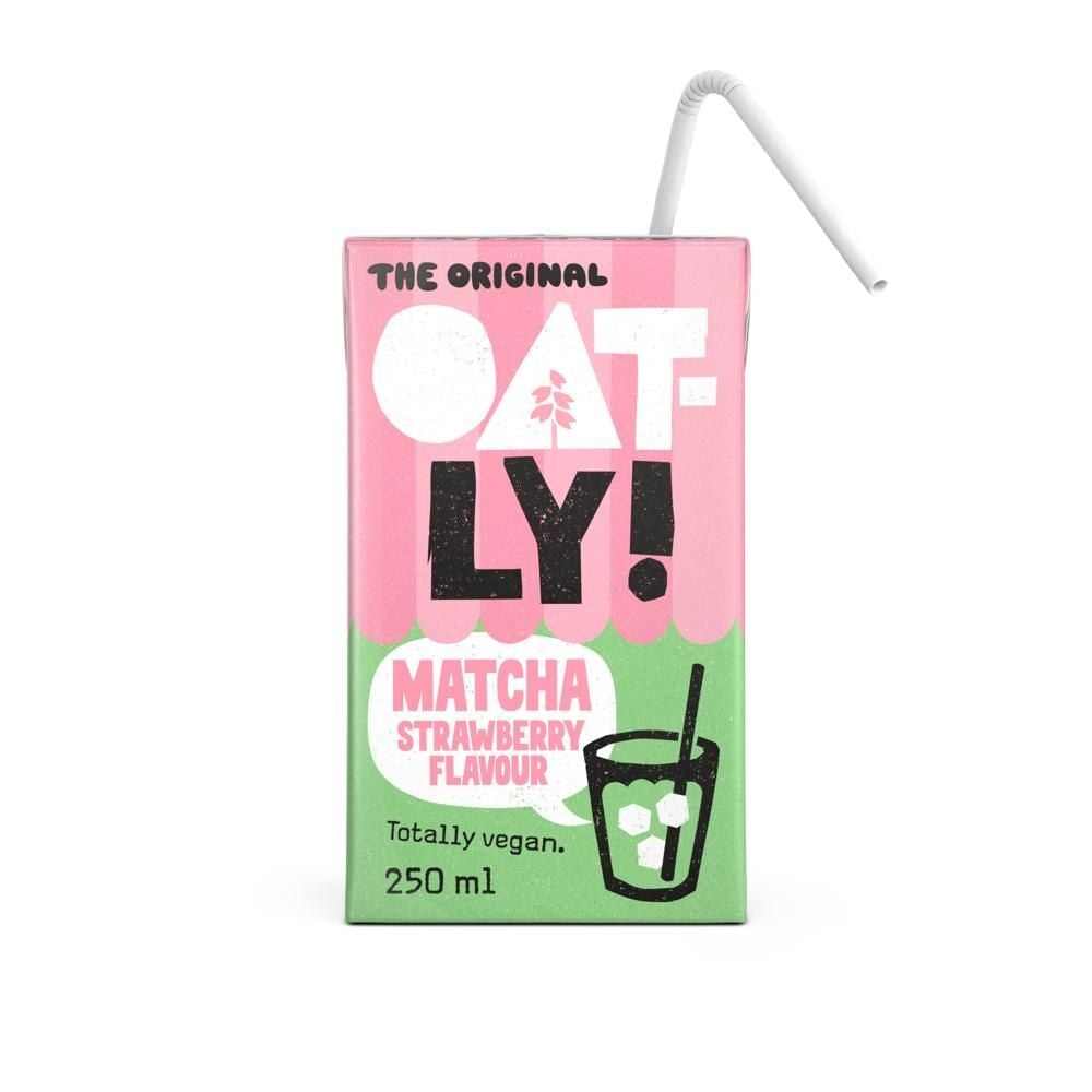 Oatly! Napój owsiany z zieloną herbatą matcha o smaku truskawkowym 250 ml