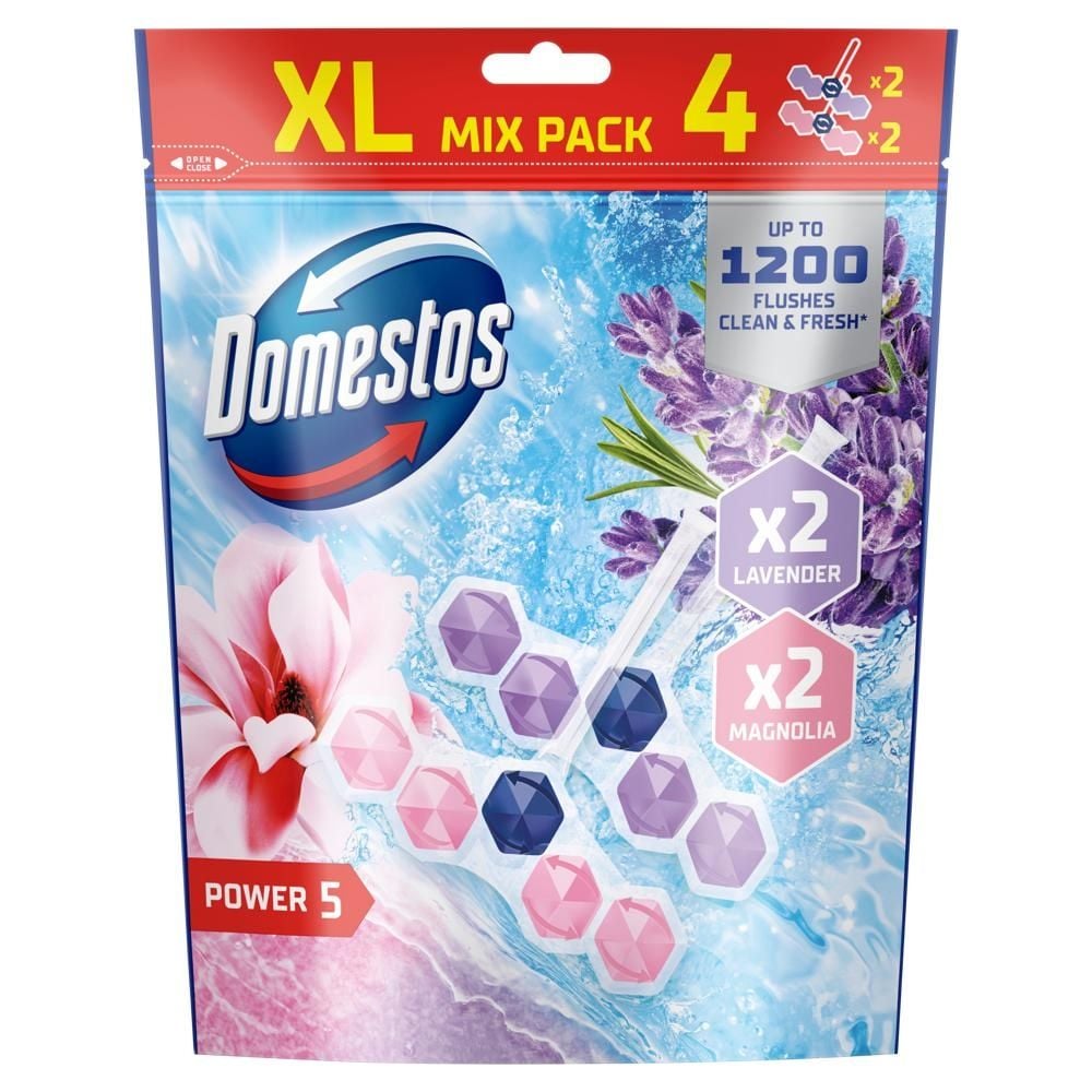 Domestos Power 5 XL Magnolia Lavender Kostka toaletowa 4 x 50 g