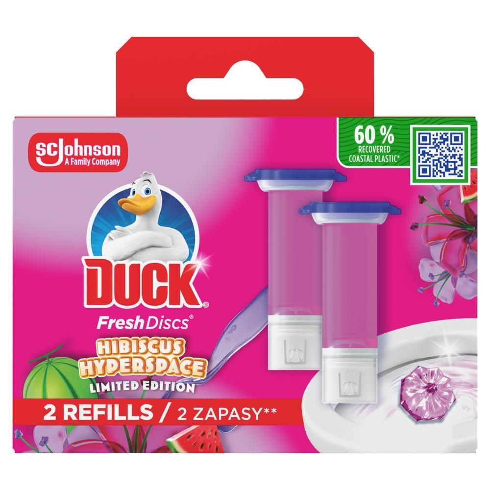 Duck Fresh Discs Hibiscus Hyperspace Żelowy krążek do toalety podwójny zapas 72 ml (2 x 36 ml)