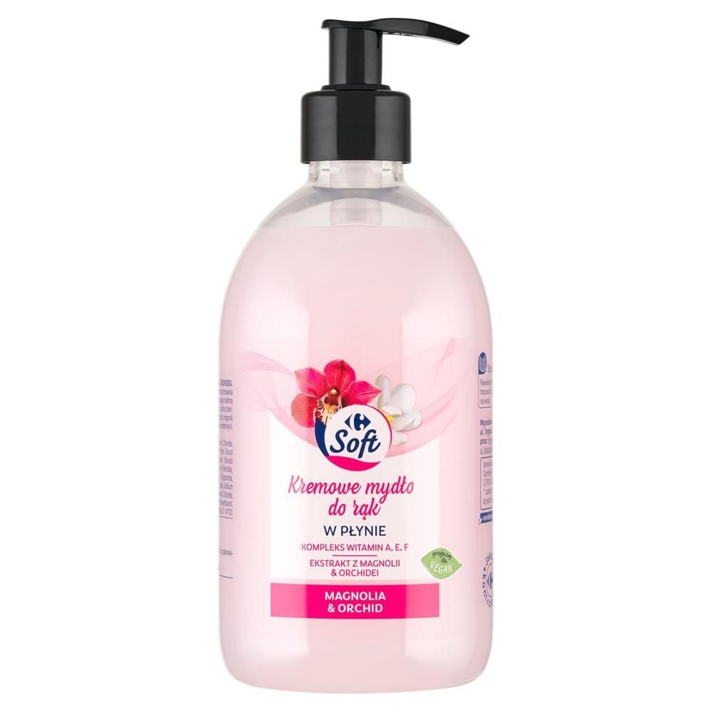 Carrefour Soft Kremowe mydło do rąk w płynie ekstrakt z magnolii & orchidei 500 ml