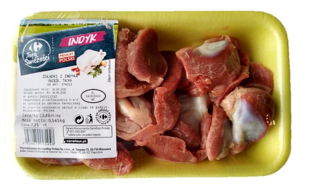 Żołądki z indyka tacka