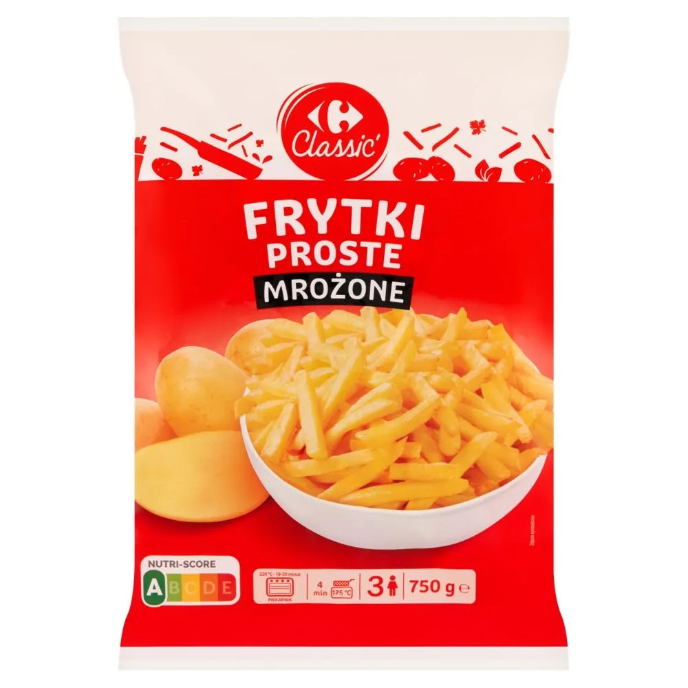 Carrefour Classic Frytki proste mrożone 750 g