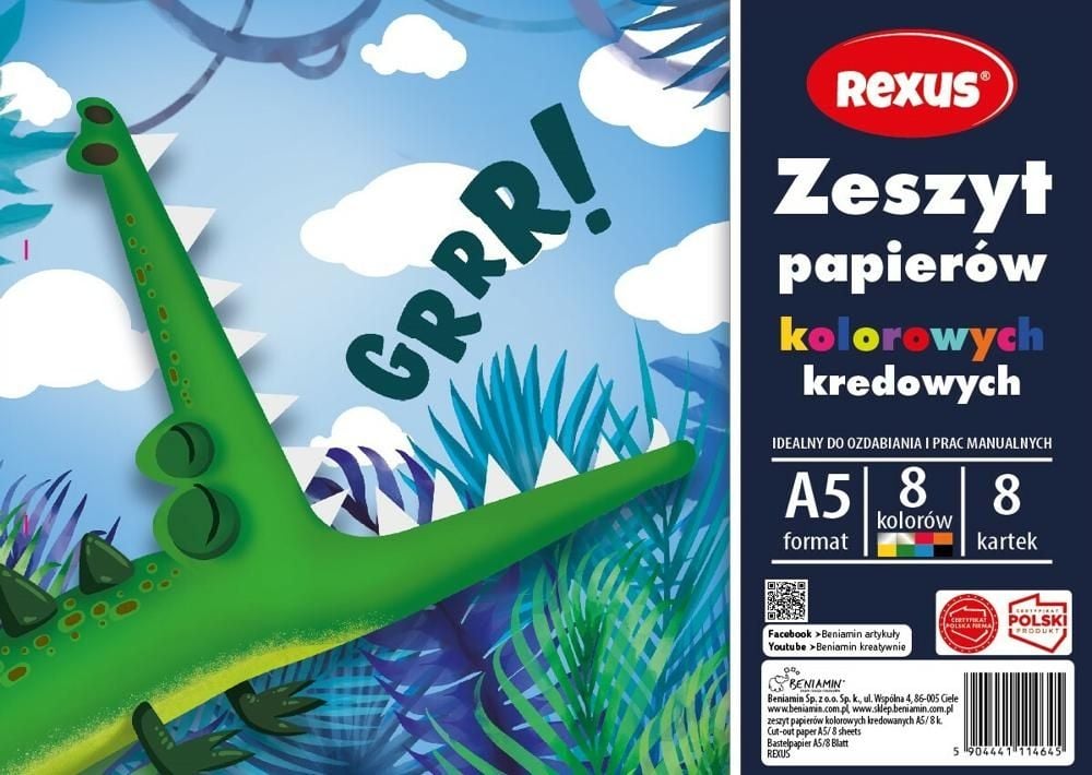 ZESZYT PAPIERÓW KOLOROWYCH KREDOWANYCH A5/8k.