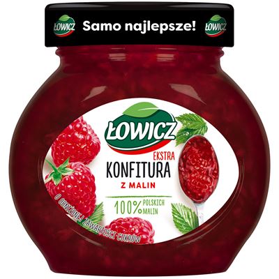 Łowicz Konfitura extra z malin o obniżonej zawartości cukrów 240 g