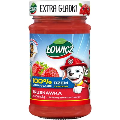 ŁOWICZ Dżem 100% extra gładki truskawkowy 225g