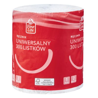 Fine Life Ręcznik uniwersalny papierowy 300 listków 2 warstwowy 1 rolka