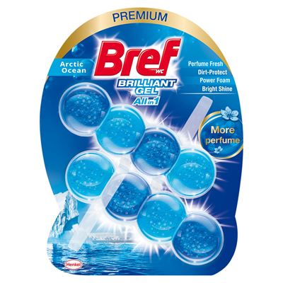Bref WC Brilliant Gel All in 1 Zawieszka myjąco-zapachowa do muszli WC ocean arktyczny 42 g 2 sztuki