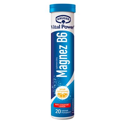 KRUGER Magnez + B6 Tabletki musujące o smaku cytrynowym 80 g (20 sztuk)