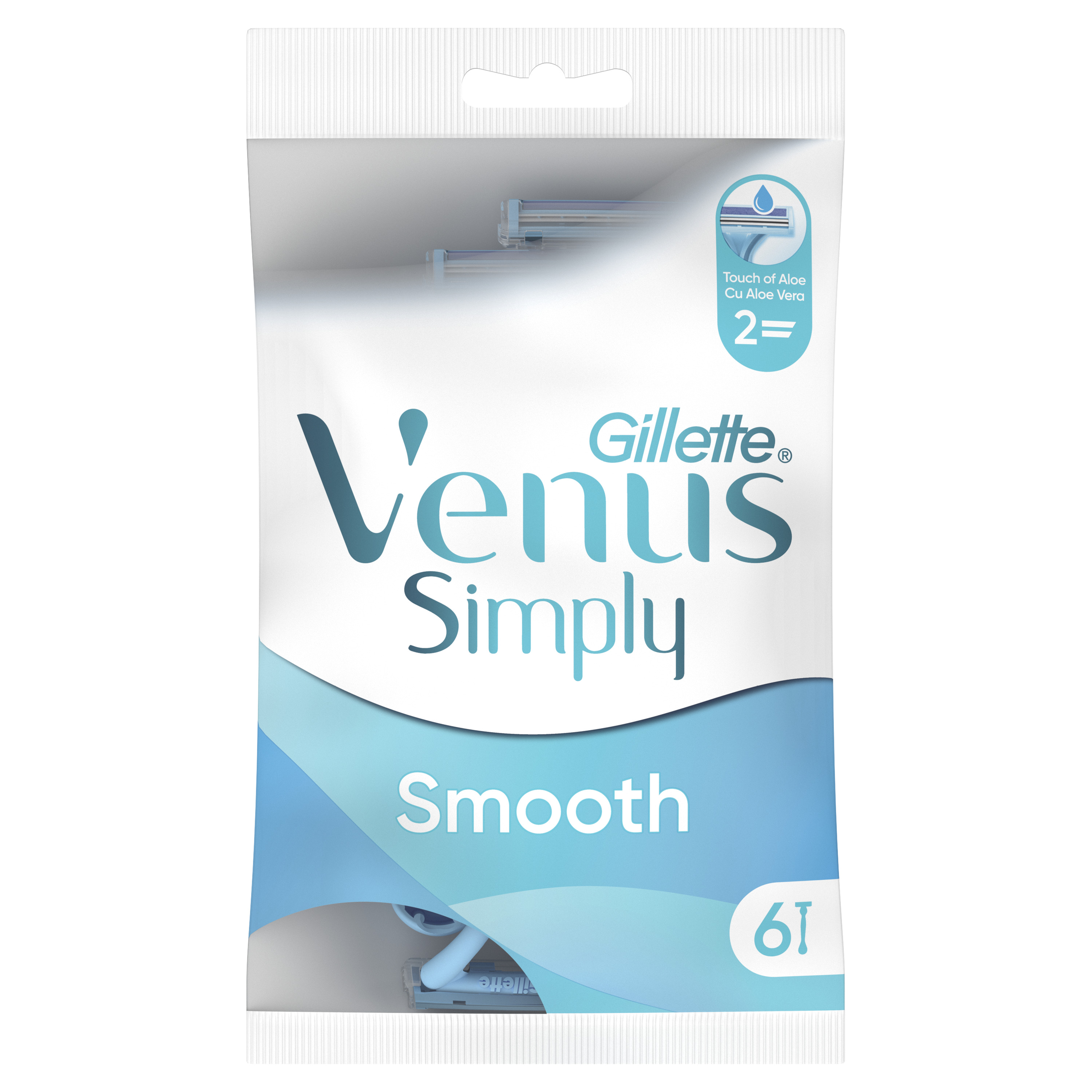 Gillette Simply Venus 2 Maszynki Jednorazowe Do Golenia Dla Kobiet, 6 Sztuk