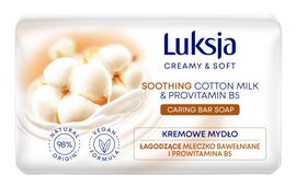 Luksja Creamy & Soft Kremowe mydło w kostce Mleczko bawełniane i Prowitamina B5 90 g