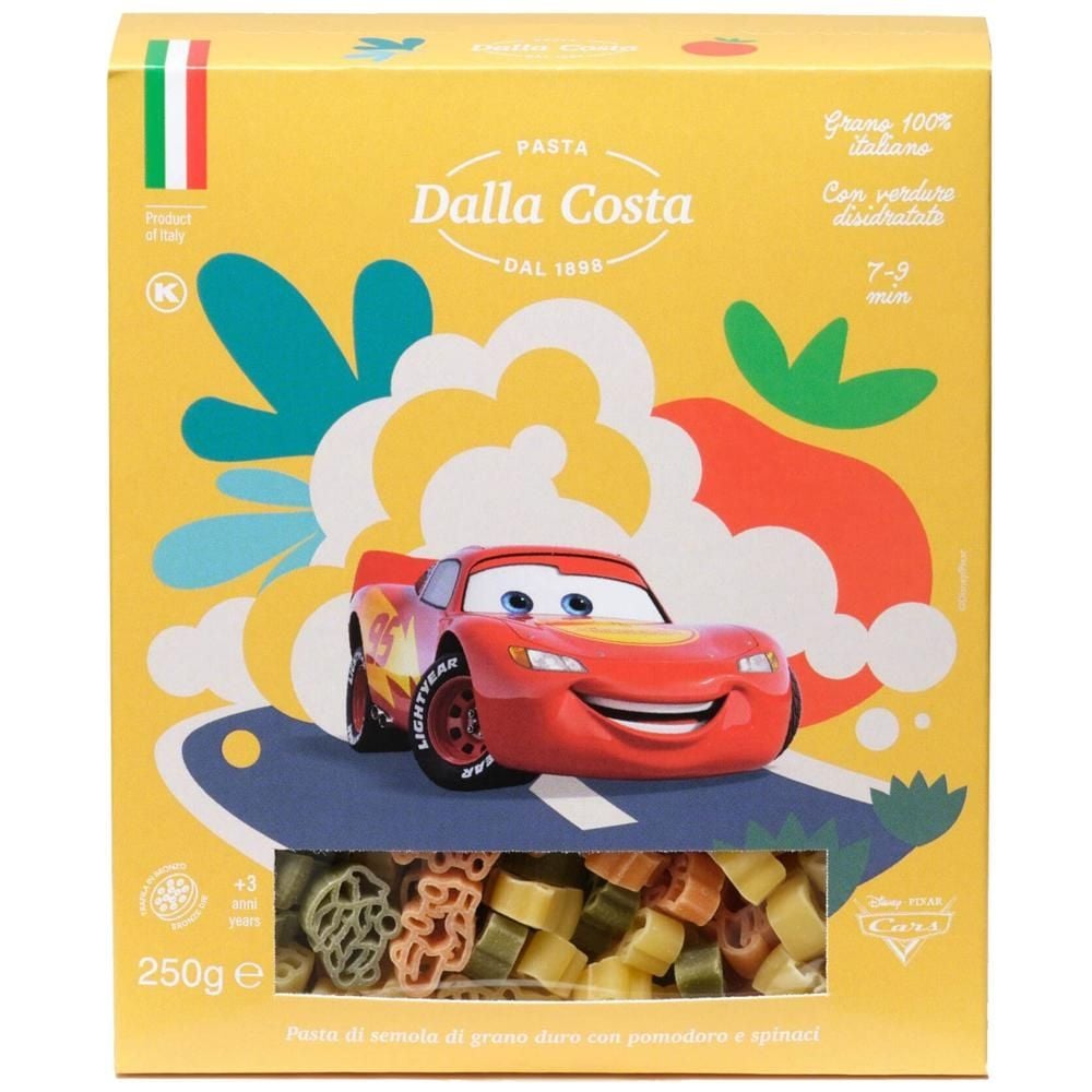 Dalla Costa Disney Auta Makaron trójkolorowy z pomidorami i szpinakiem 250 g