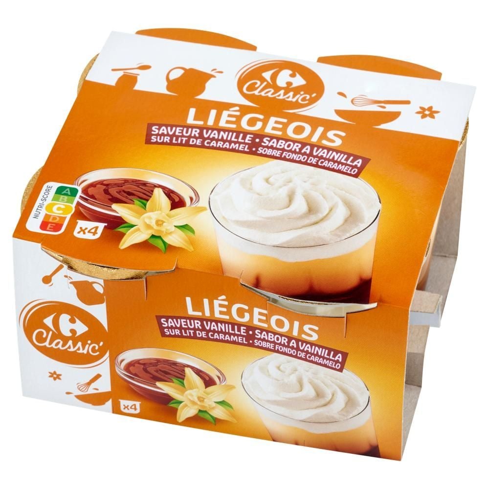 Carrefour Classic Deser mleczny o smaku waniliowym na bazie karmelu 400 g (4 x 100 g)