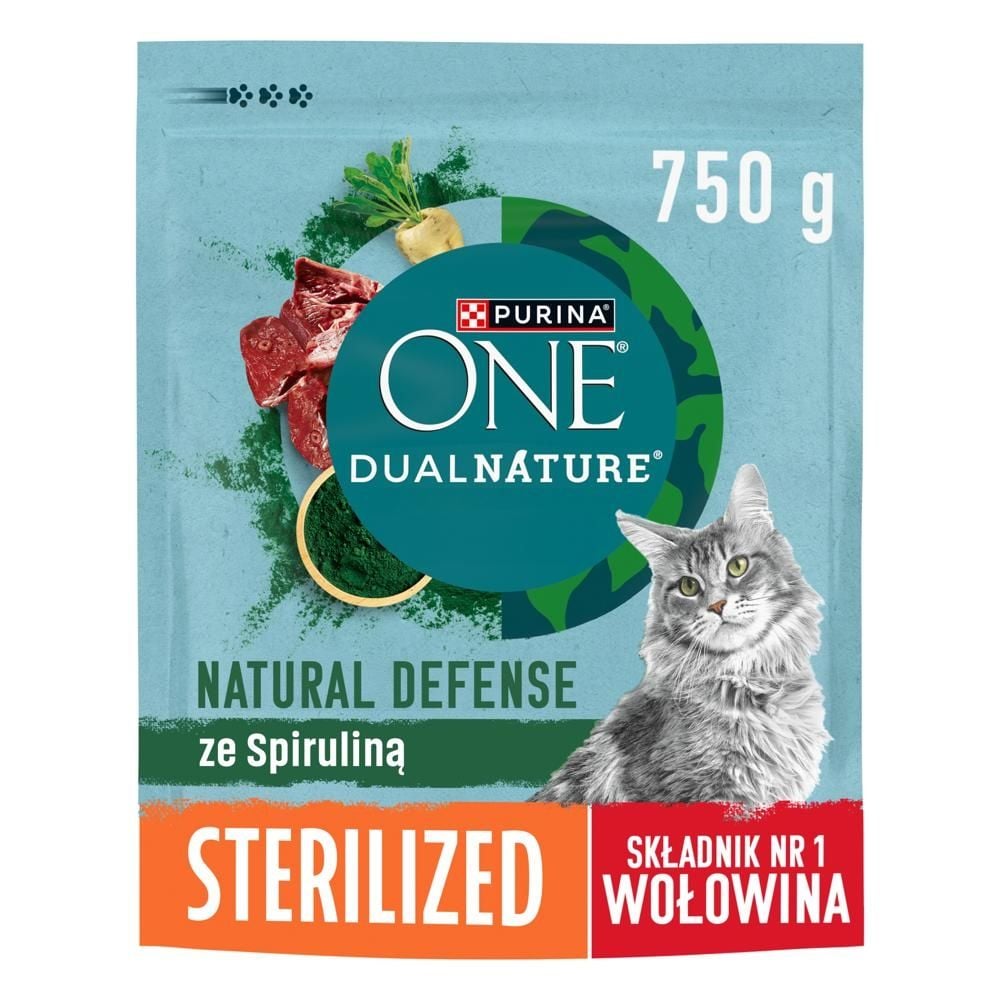 PURINA ONE DualNature Natural Defense Sterilized Karma dla dorosłych kotów ze spiruliną 750 g
