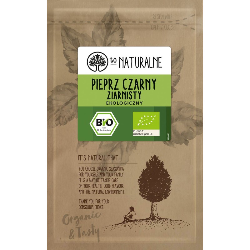 BIO Ekologiczny pieprz czarny ziarnisty To Naturalne 20 g