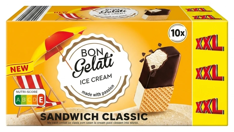 Bon Gelati Sandwiche lodowe, 10-pak, XXL