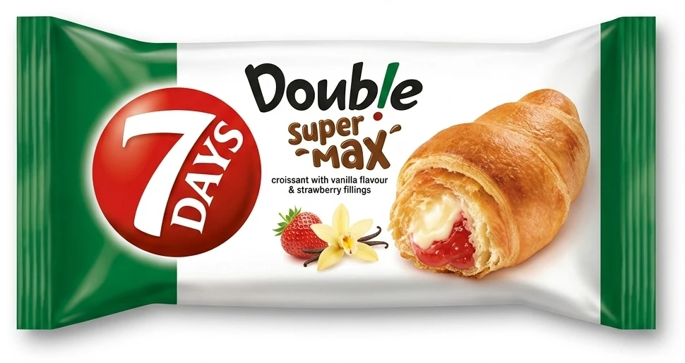 7DAYS Croissant Double Supermax z nadzieniem waniliowo-truskawkowym