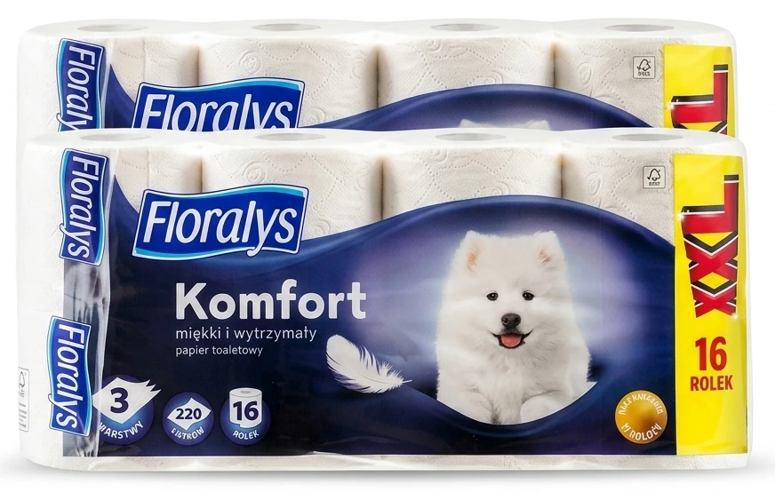 FLORALYS Papier toaletowy 3-warstwowy, XXL