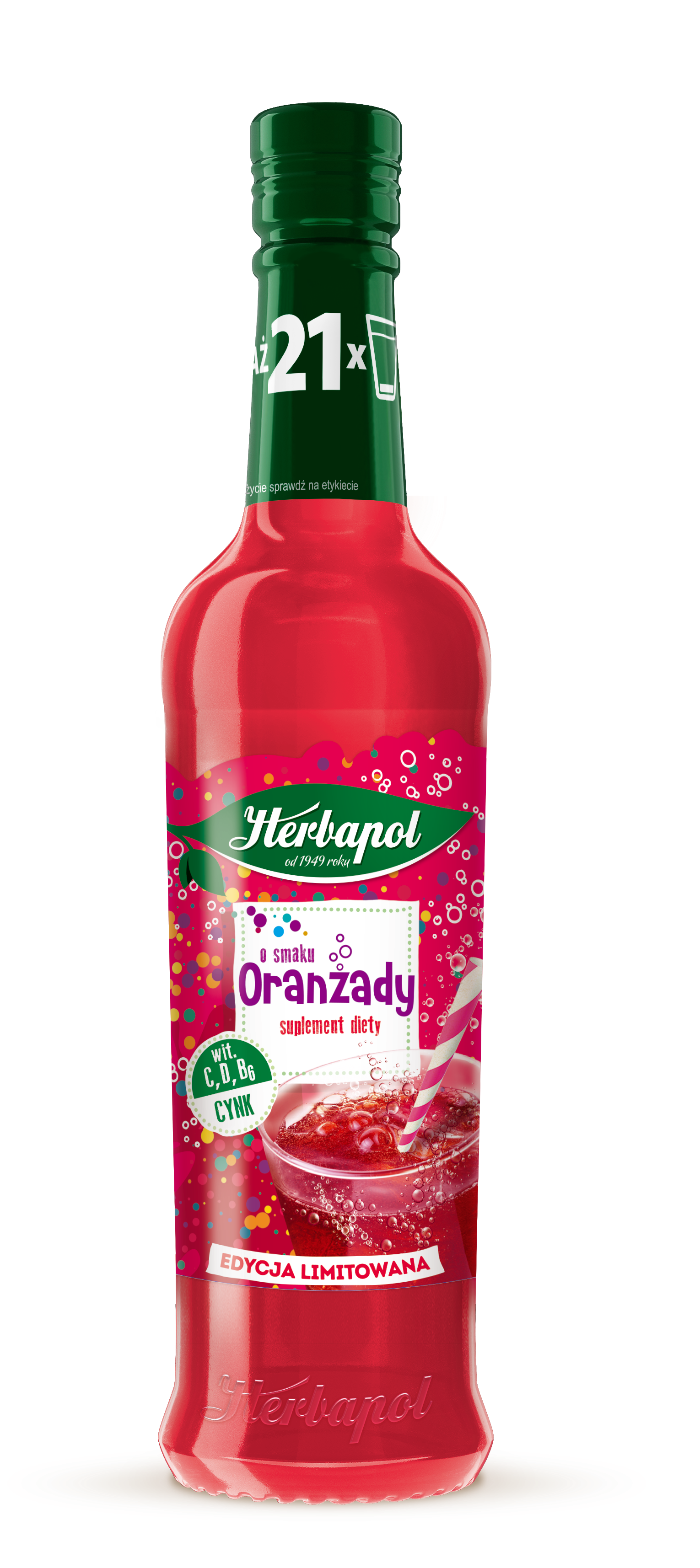 Herbapol Syrop O Smaku Oranżady Z Wit. C, D, B6 I Cynkiem 420 Ml