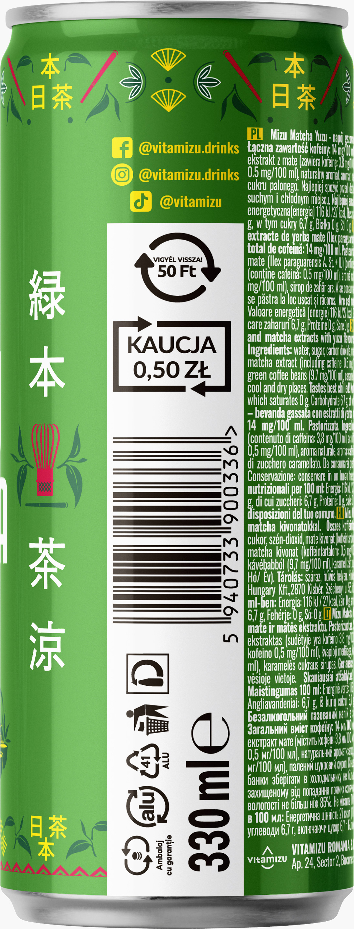 Mizu Mate Matcha Yuzu 330 Ml Kaucja