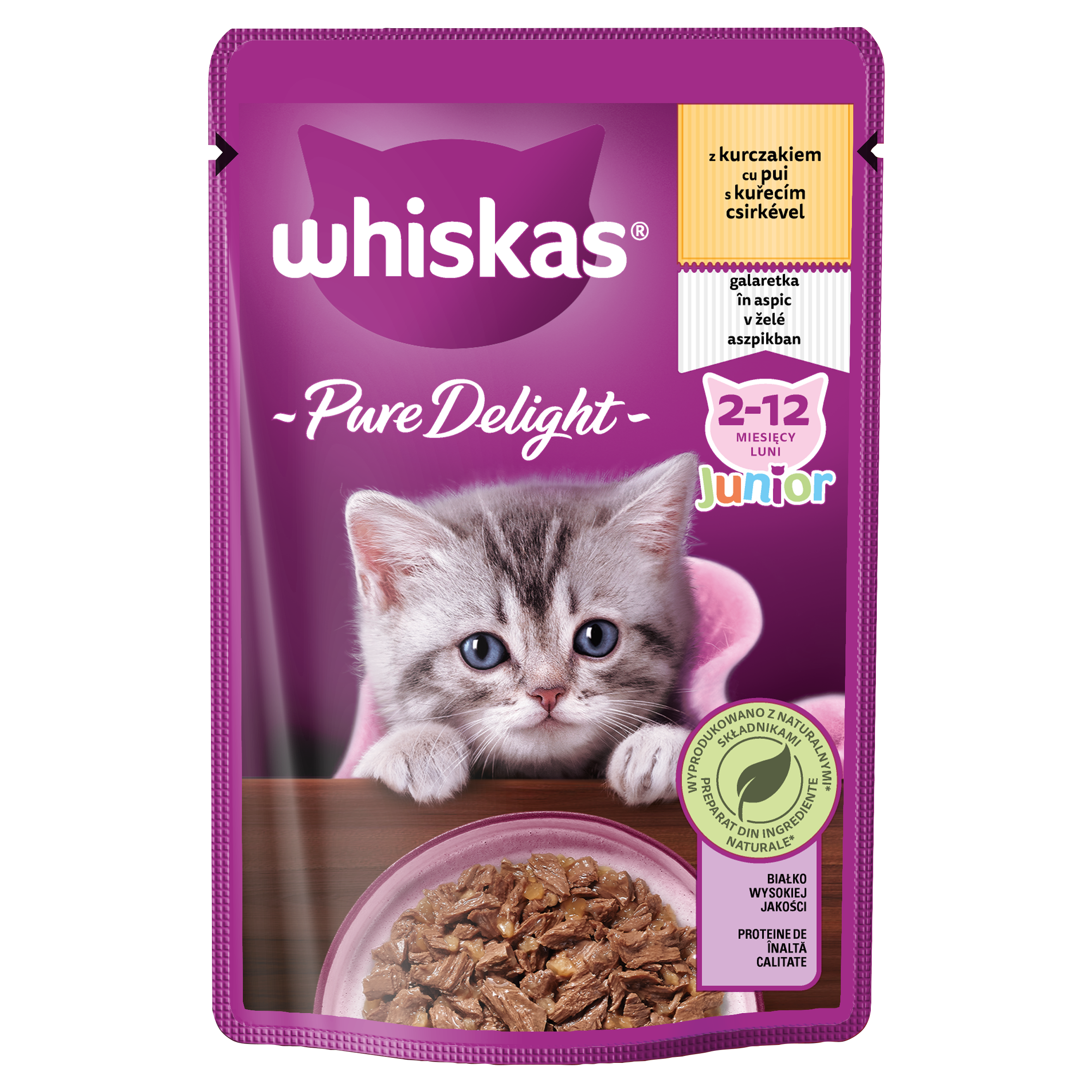 Whiskas Pure Delight Junior 2-12 Miesięcy Saszetka Galaretka Z Kurczakiem 85 G