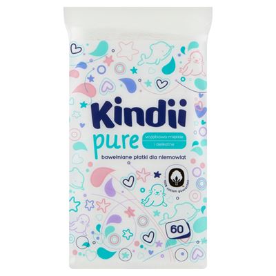 KINDII pure bawełniane płatki dla niemowląt 60 sztuk