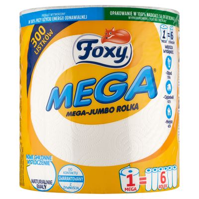 Foxy Mega Jumbo Rolka Ręcznik papierowy Naturalnie biały 300 listków 1 rolka
