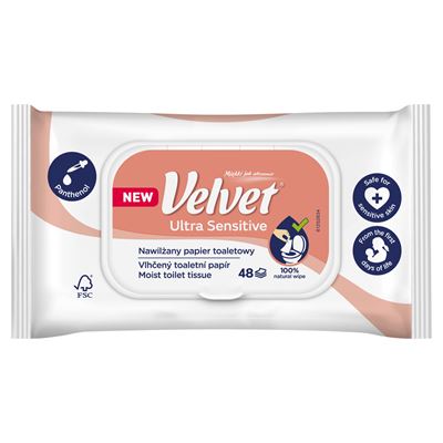 Velvet Ultra Sensitive Nawilżany papier toaletowy 48 sztuk 1 opakowanie