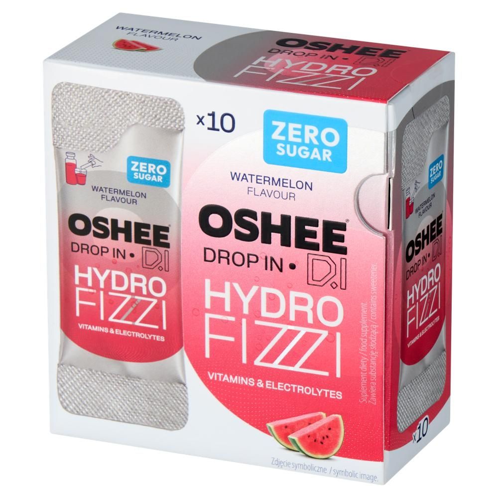 Oshee Drop In Hydro Fizzi Proszek musujący o smaku arbuzowym 10 sztuk