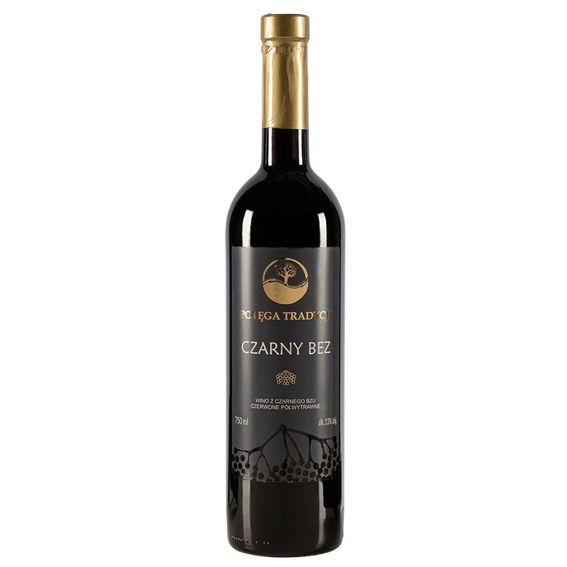 Wino z czarnego bzu czerwone półwytrawne alk.13% obj. Potęga Tradycji 750 ml