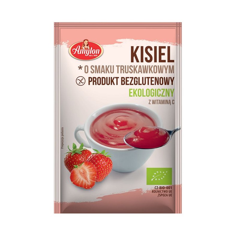 BIO Kisiel o smaku truskawkowym w proszku ekologiczny Amylon 30 g