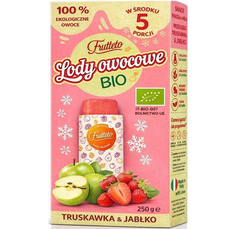 BIO Lody owocowe truskawka - jabłko Frutteto 250 g