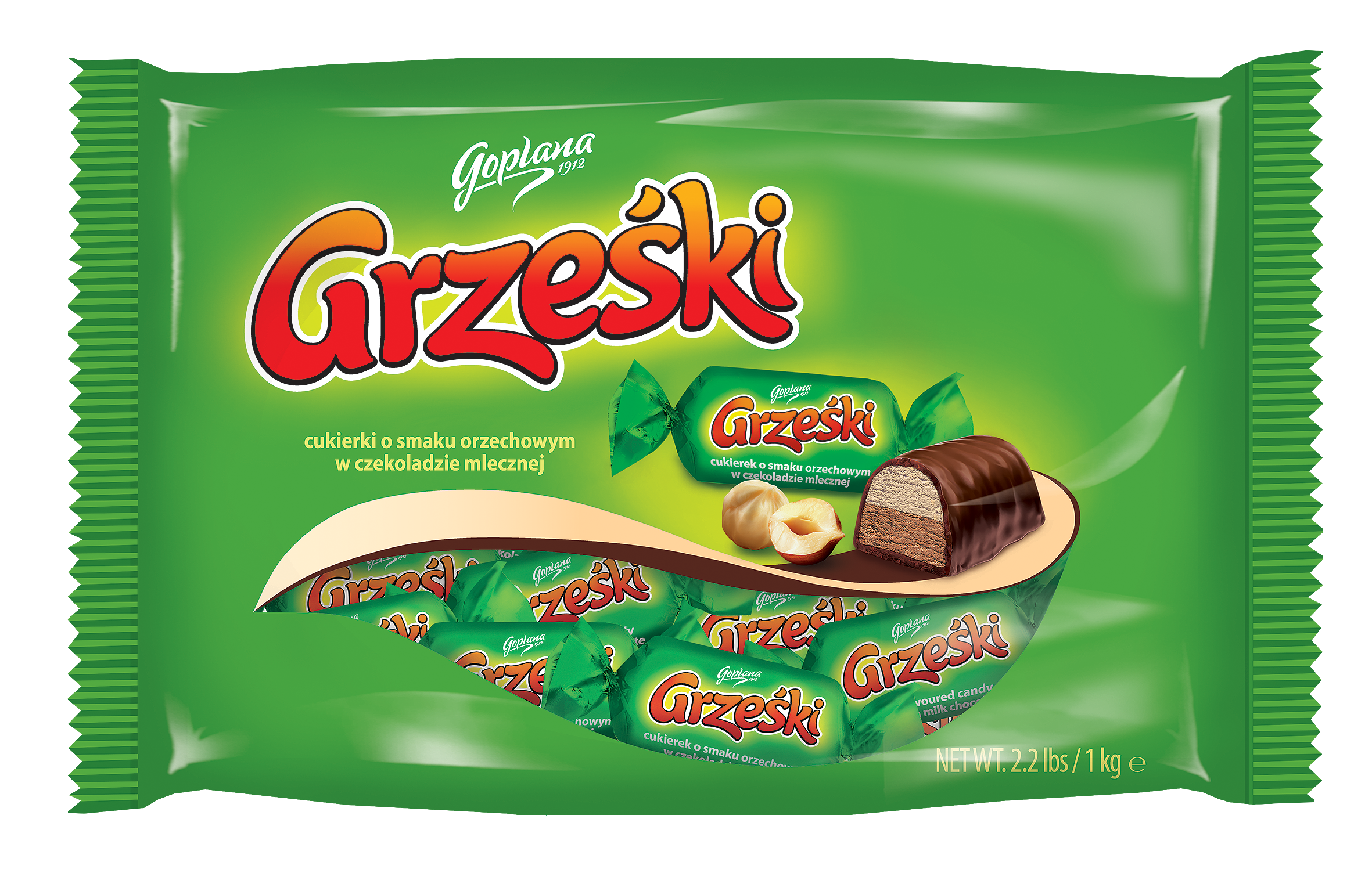 Grześki Cukierki O Smaku Orzechowym W Czekoladzie Mlecznej 1 Kg