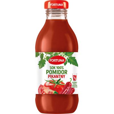 FORTUNA Sok 100% pomidor pikantny 15 x 300 ml butelka szklana