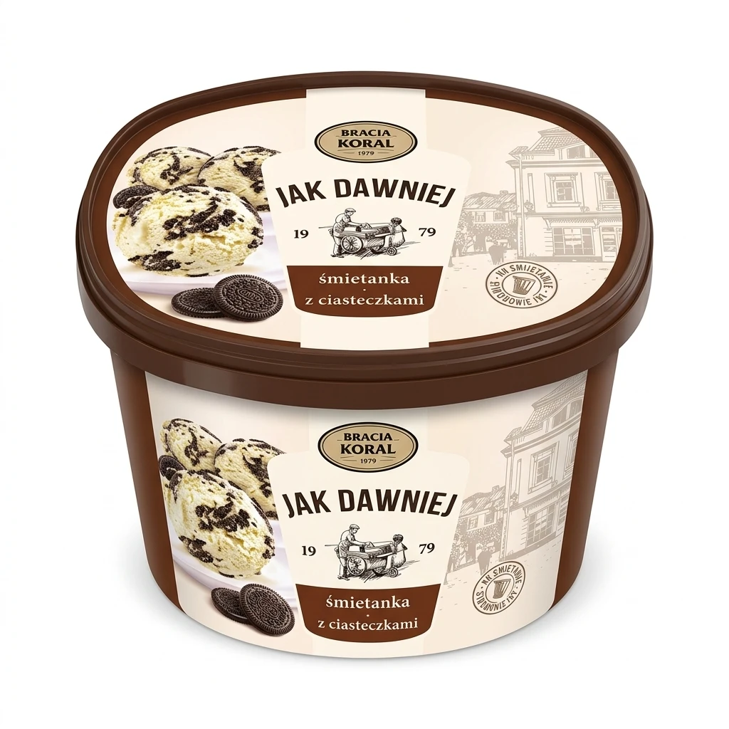 Lody Jak Dawniej śmiet. z ciasteczkami Koral 0,9l