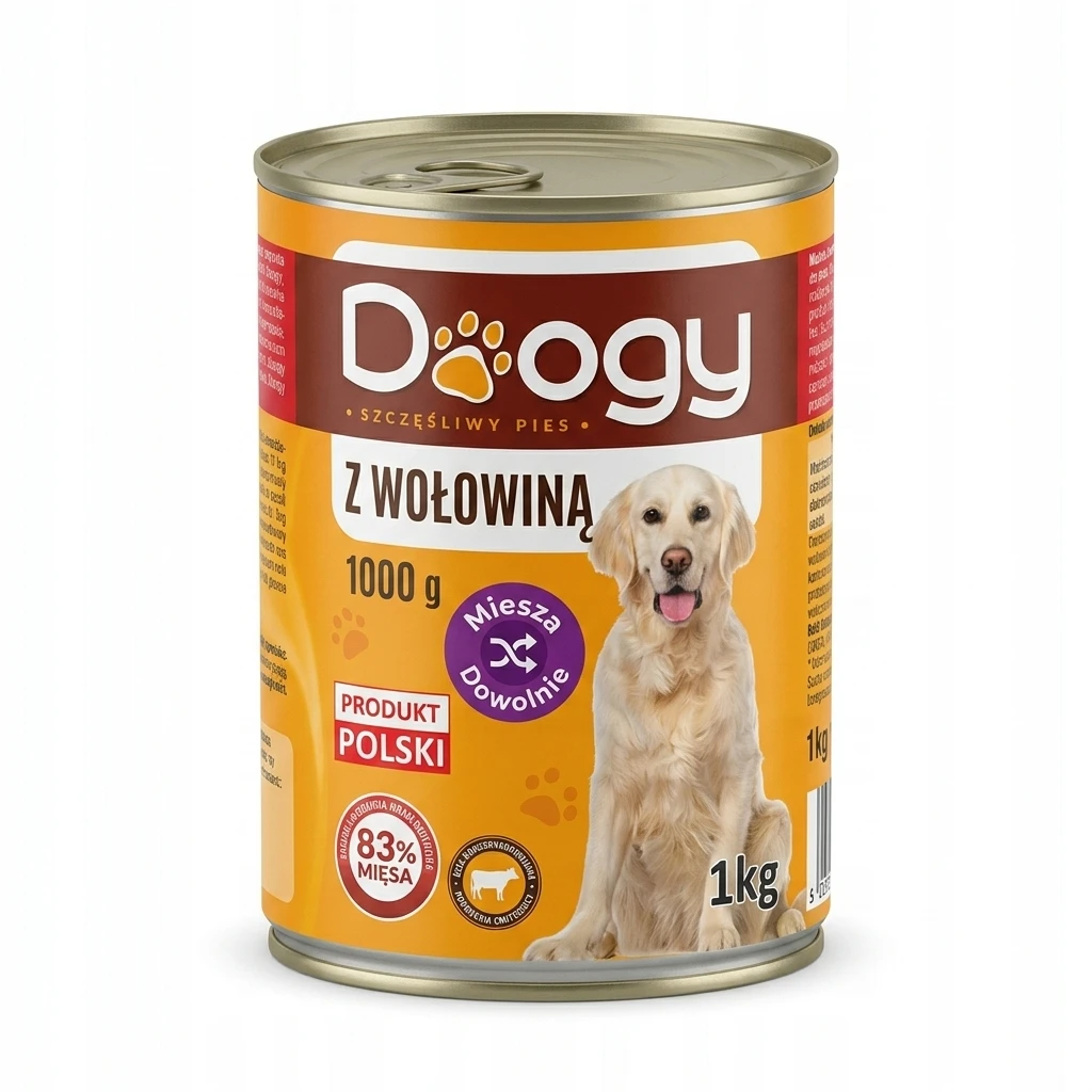 Karma dla psa mokra z wołowiną Doogy 1kg