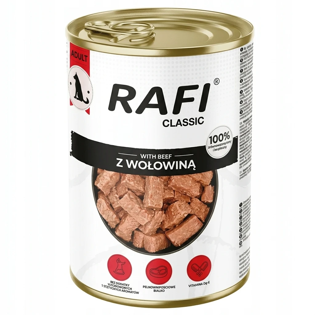 Karma dla psa mokra z wołowiną Rafi 1,24kg