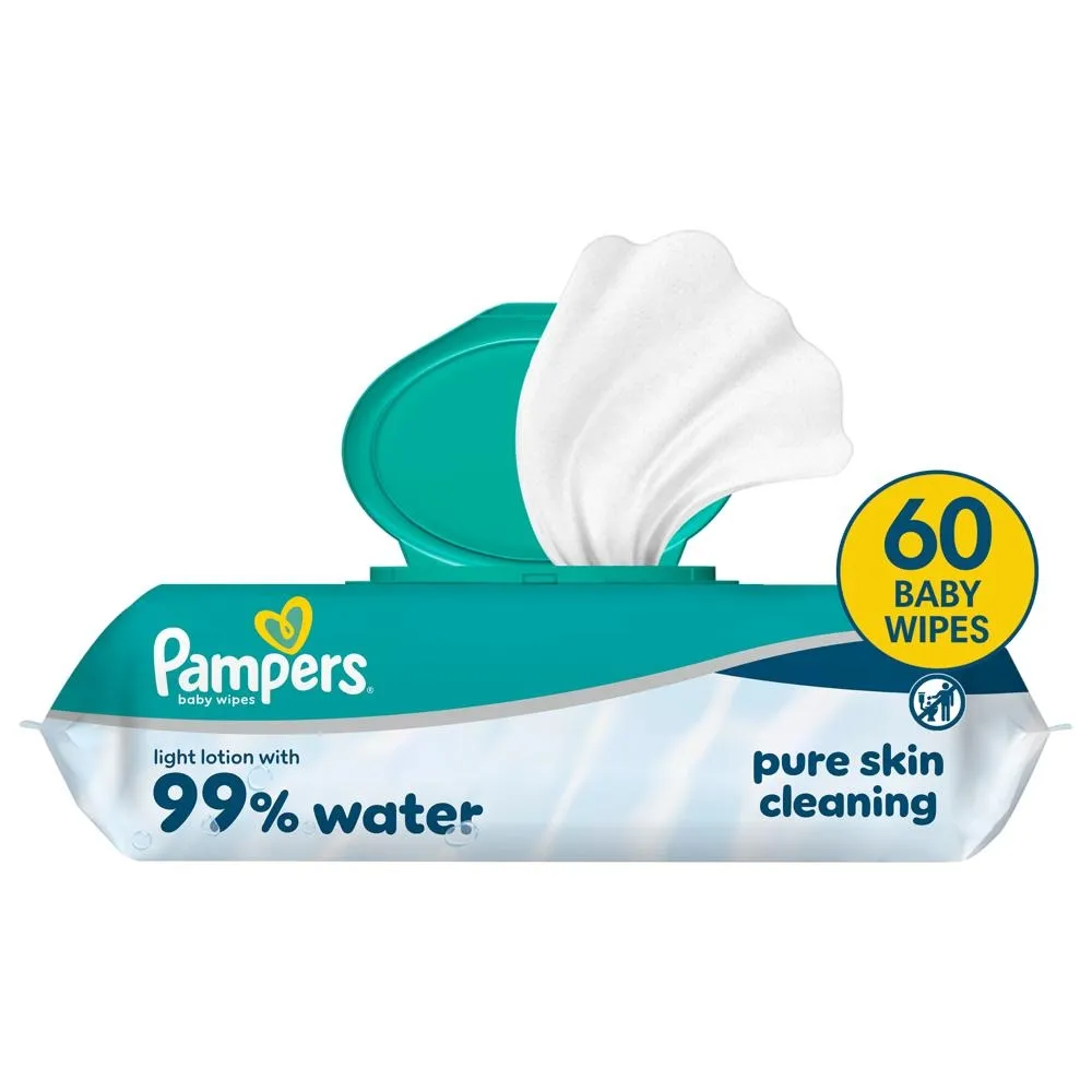 Pampers 99% Water Chusteczki Nawilżane Dla Dzieci, 1 Opakowania po 60 Chusteczek = 60 szt