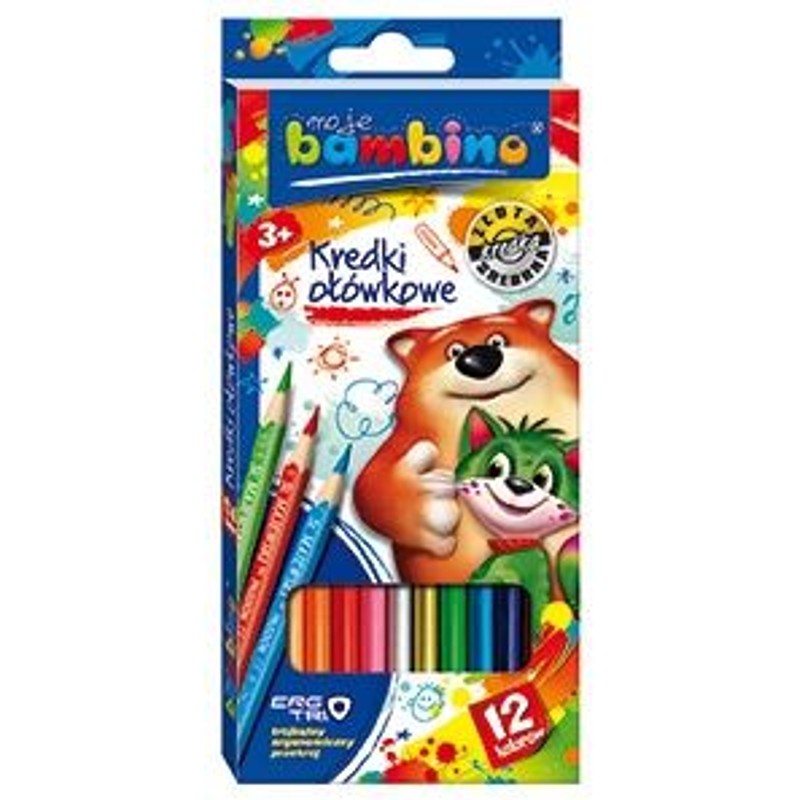 Kredki szkolne trójkątne  12 kolorów BAMBINO 12 sztuk