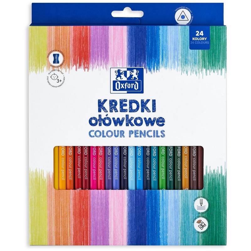 Kredki ołówkowe Regular 24 kolory z temperówką Oxford Zestaw