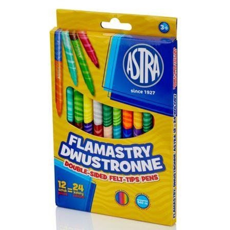 Flamastry dwustronne Astra 12 sztuk