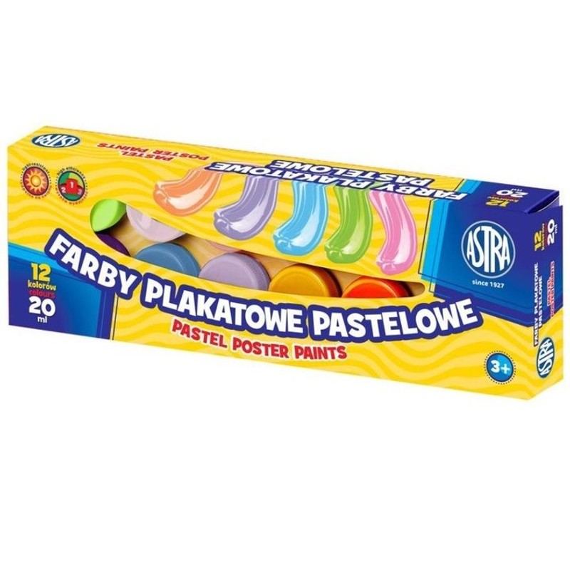 Farby plakatowe pastelowe 12 kol x 20 ml Premium Box ASTRA 12 sztuk
